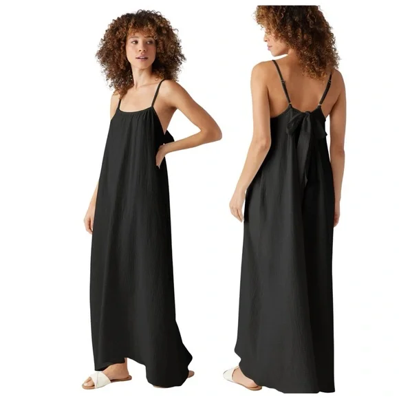 Sol Angeles | Dresses | Nwt Sol Angeles Gauzy Maxi Dress With Back Bow  Cotton Ml Black | Poshmark